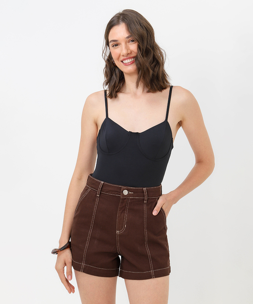 Maiô Liso Alças Finas Marisa Preto