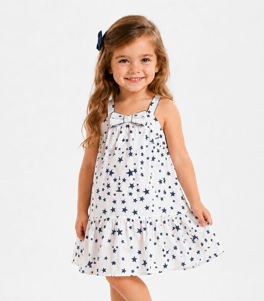 Vestido Infantil De Alça E Laço Trick Nick Bege