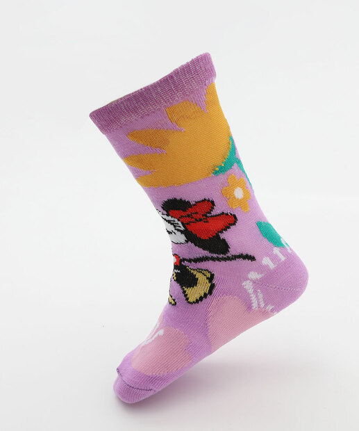 Kit 2 Meias Infantil Estampa Minnie Disney Rosa