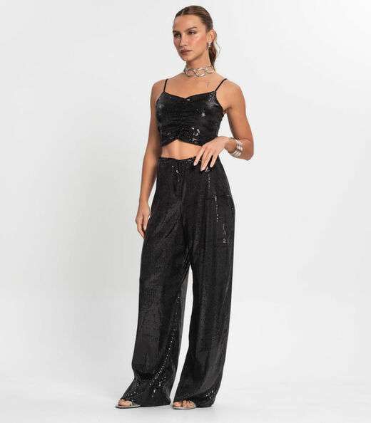 Calça De Paetê Feminina Endless Preto