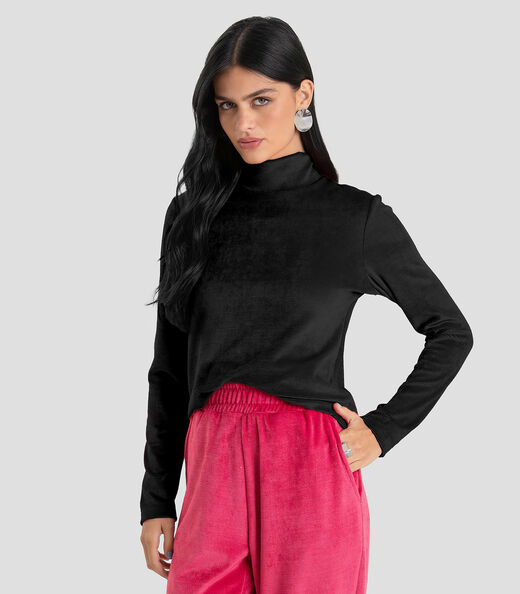 Image_Blusa Feminino Manga Longa Veludo Cotelê Dianna Preto