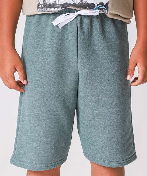 Bermuda Juvenil Moletom Mescla Marisa Tam 10 a 16 Verde