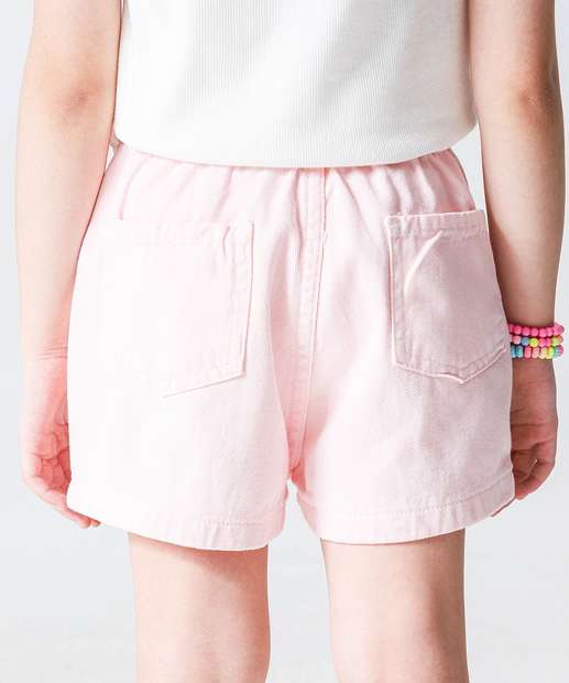 Short Infantil Sarja Clochard Bolsos Tam 4 a 10 Rosa