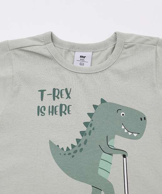 Conjunto Infantil Estampa Dinossauro Tam 1 a 3 Verde