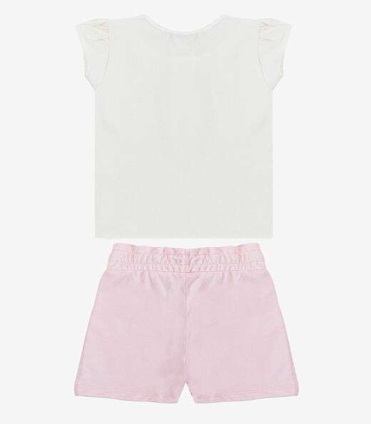 Conjunto Blusa Com Shorts Infantil Trick Nick Bege