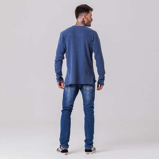 Camiseta Masculina Manga Longa Marinho Rock e Soda