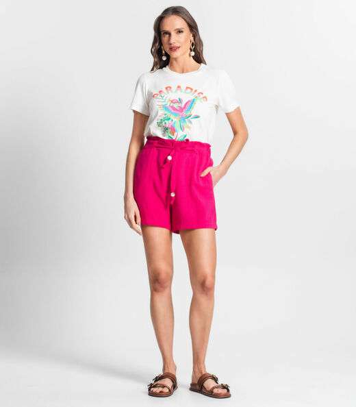 T-shirt De Viscose Creponada Feminina Endless Bege