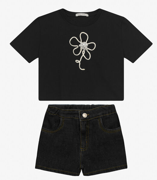 Conjunto Infantil Blusa Com Shorts Trick Nick Preto