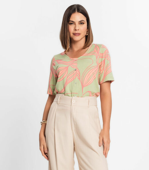 Camisa Feminina Manga Curta Rovitex Verde