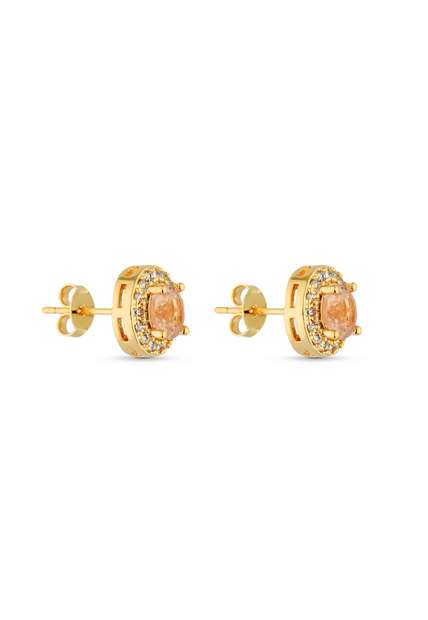 Trio de Brincos Semijoia Morganita com Micro Zircônias  Banhados a ouro 18k