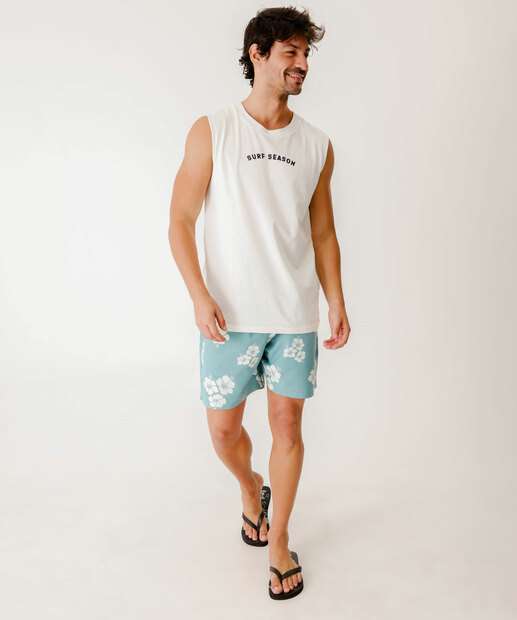 Bermuda Masculina Surf Floral Marisa Verde