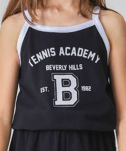 Macaquinho Juvenil Estampa Frontal Marisa Tam 10 a 16 Preto