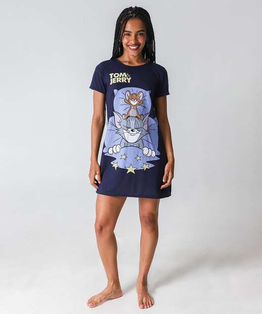 Camisola Estampa Tom e Jerry  Azul