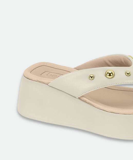 Tamanco Feminino Flatform Tachas Beira Rio Branco