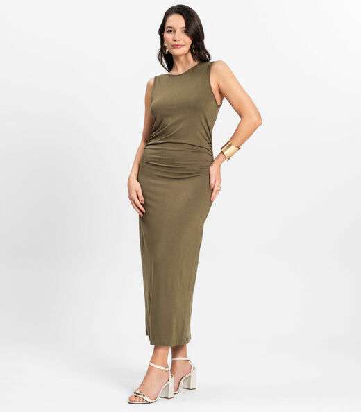 Vestido Midi em Molecotton de Viscose Rovitex Verde