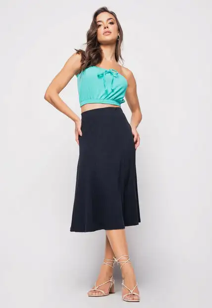 Cropped  Tomara Que Caia Malha Canelada Verde