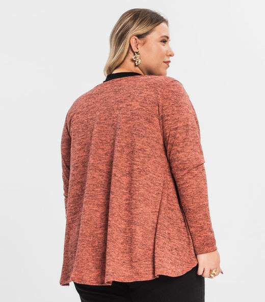 Cardigan Feminino Plus Alongado Infinita Cor Laranja