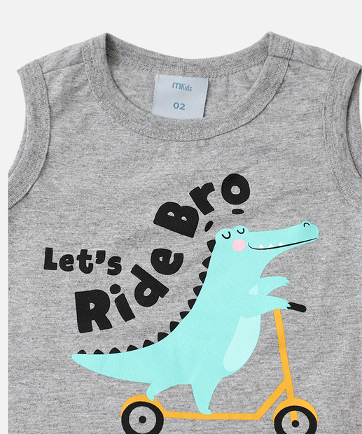 Conjunto Infantil Estampa Dinossauro Marisa Tam 1 a 3 Cinza