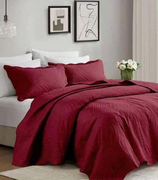 Jogo De Colcha Queen Milão 150 Fios Corttex Vermelho