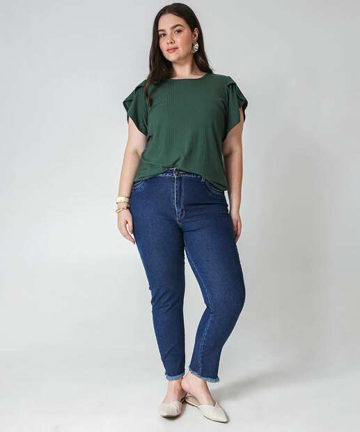 Blusa Plus Size Feminina Canelada Marisa Verde