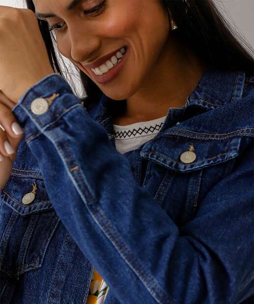 Jaqueta Feminina Jeans Destroyed Bolsos