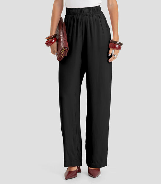 Calça Feminina Pantalona em Tecido Dianna Preto