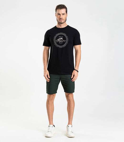 Camiseta Meia Malha Masculina Diametro Preto