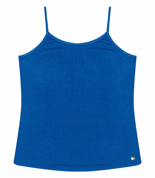 Blusa de Alça Feminina Viscotorcion Básica Rovitex Azul