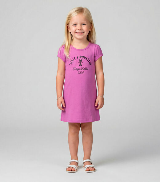 Image_Vestido Infantil Manga Curta Estampado Select Rosa