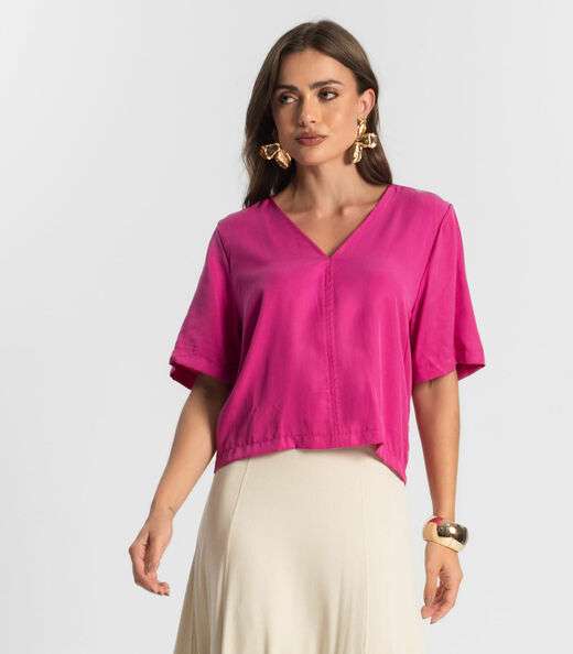 Image_Blusa Feminina Manga Curta Endless Rosa