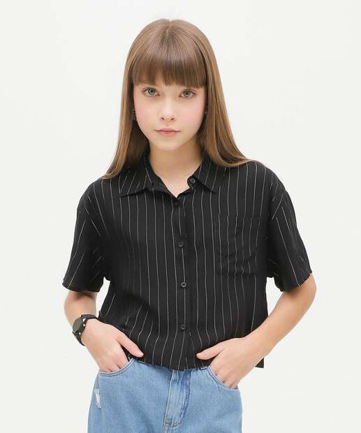 Camisa Juvenil Cropped Brilho Lurex Marisa Tam 10 a 16