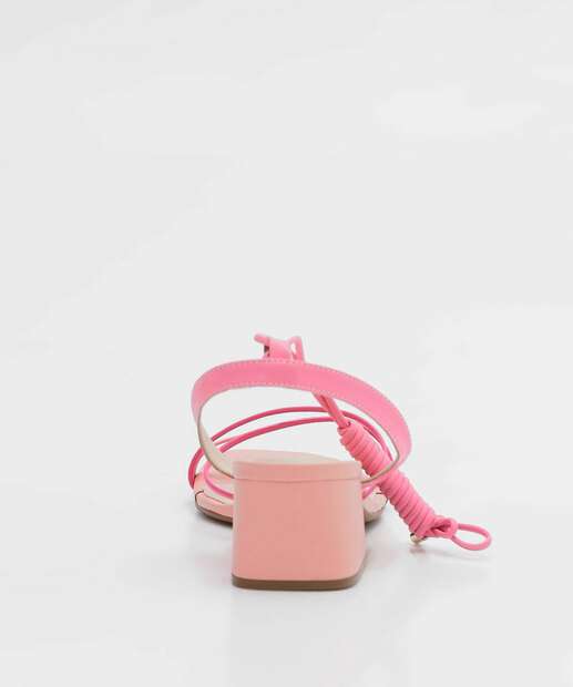 Sandália Salto Grosso Feminina Tiras Amarração Bebecê