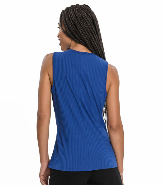 Regata Feminina Ribana Canelada Rovitex Azul