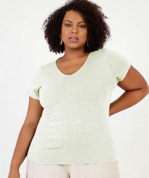 Blusa Plus Size Feminina Estampa Frontal Marisa