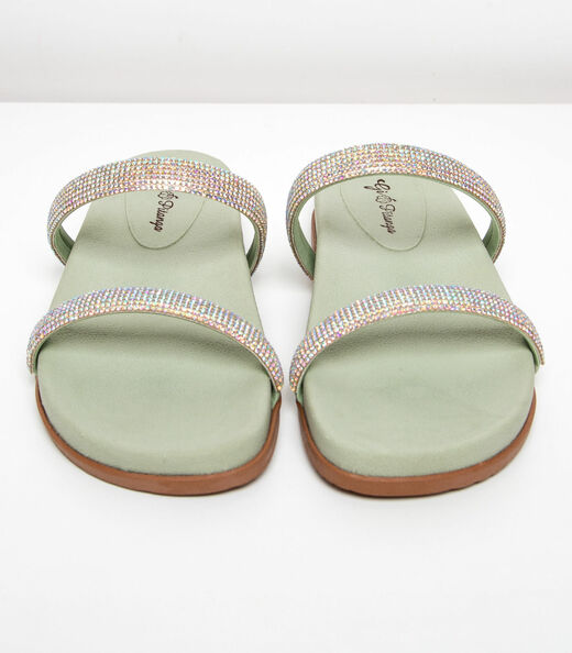 Sandália Papete Feminina Com Strass Select Verde