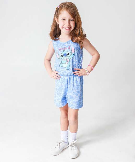 Macaquinho Infantil Stitch Tam 4 a 10 Azul 