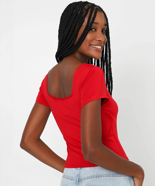 Blusa Feminina Cropped Suplex Marisa Vermelho