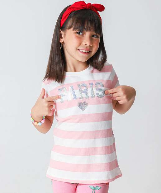 Image_Blusa Infantil Listrada Paetê Marisa Tam 4 a 10 Rosa