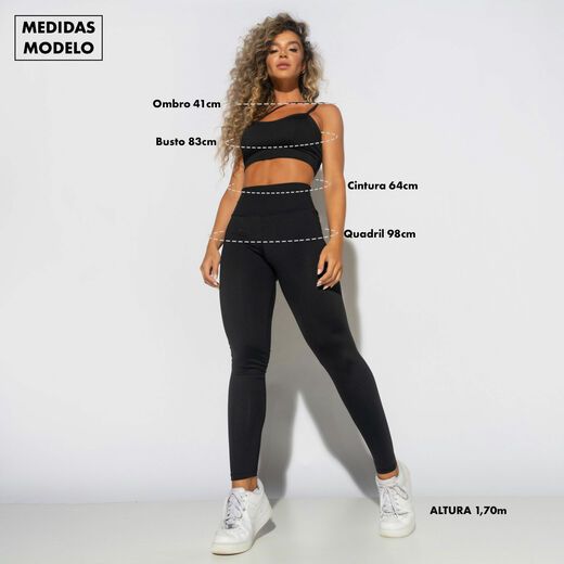 Legging Fitness Gloss Preto com Tule LG2035