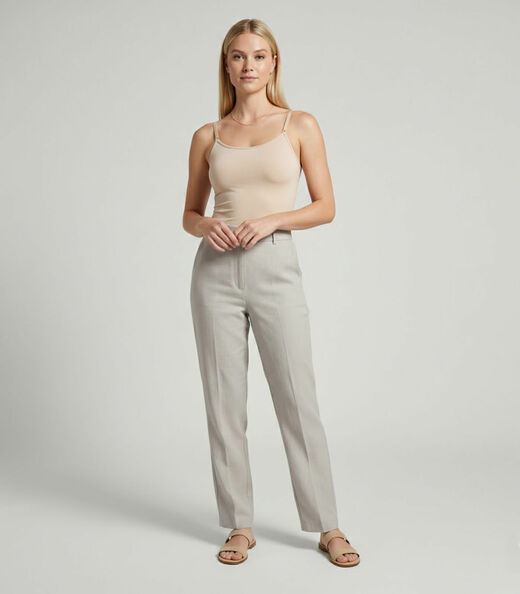 Blusa Regata Em Poliamida Com Bojo Sea Surf Bege