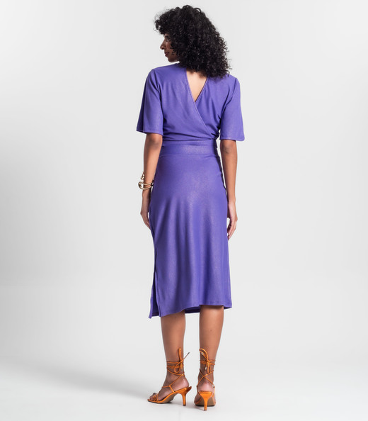 Saia Midi Com Fenda Lateral Rovitex Roxo