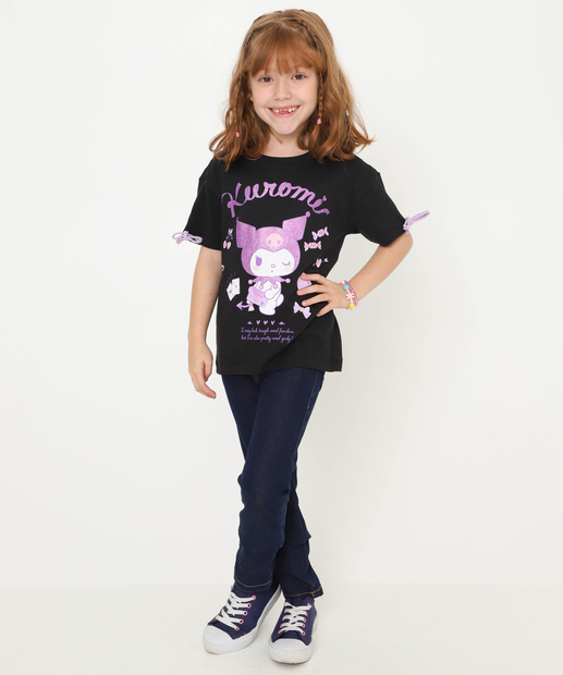 Blusa Infantil Hello Kitty Sanrio Tam 4 a 10 Preto