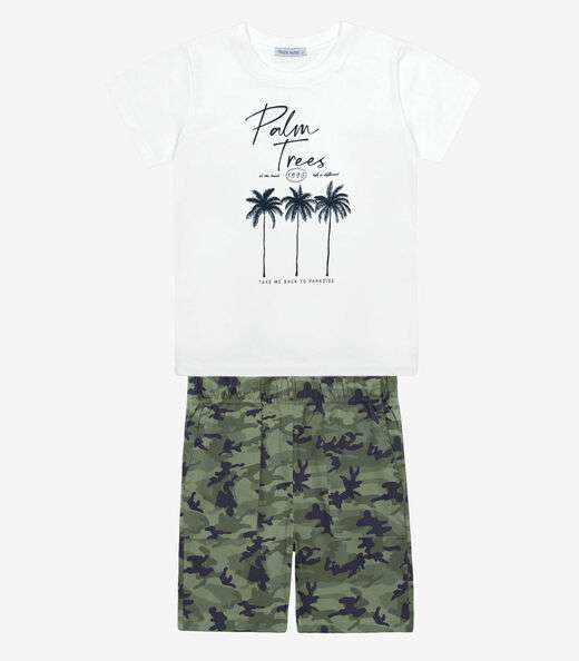 Conjunto Infantil Camiseta Com Bermuda Trick Nick Branco