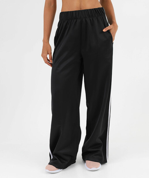 Calça Fitness Feminina Helanca Listras Marisa Preto