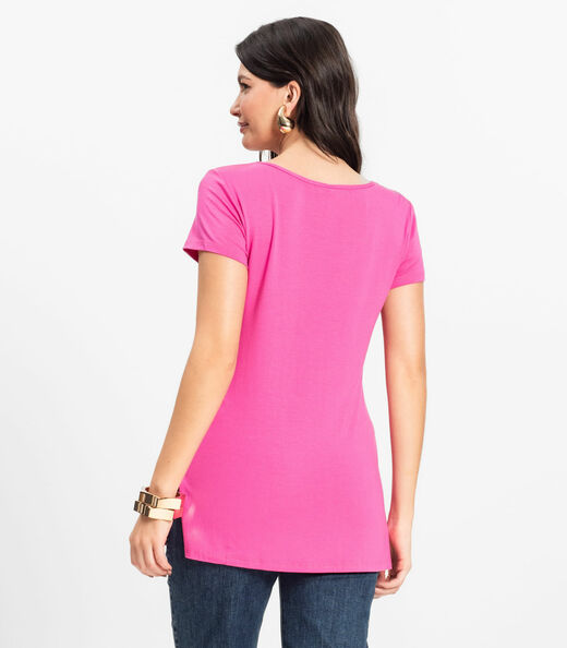 Blusa Básica Alongada Feminina Rovitex Rosa