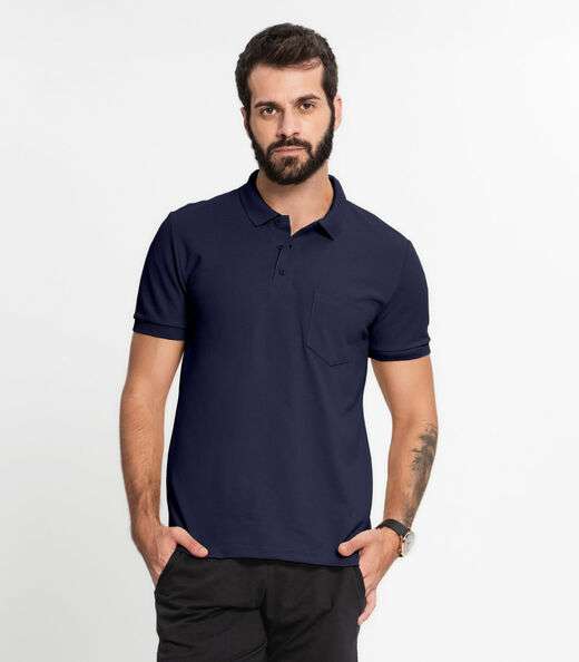 Camisa Polo Piquet Masculina KO Azul