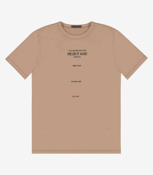 Camiseta Masculina em Meia Malha Diametro Marrom