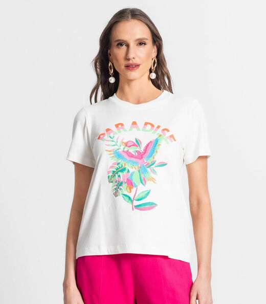 T-shirt De Viscose Creponada Feminina Endless Bege