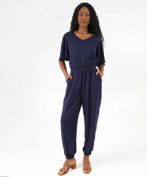 Macacão Feminino Longo com Manga Curta Marisa Azu