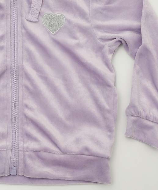Conjunto Infantil Plush Capuz Zíper Marisa Tam 1 a 3 Lilás